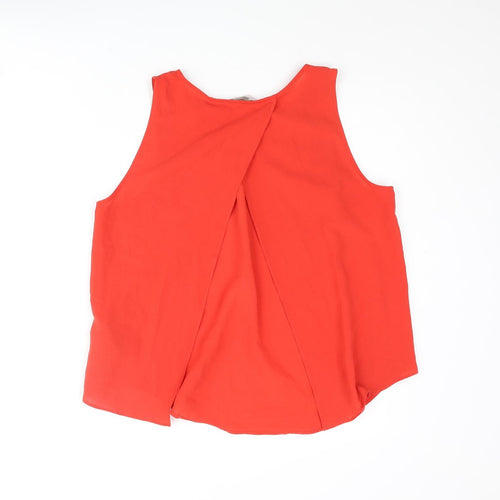 FOREVER 21 Womens Red Polyester Camisole Blouse Size M Round Neck - Open Back