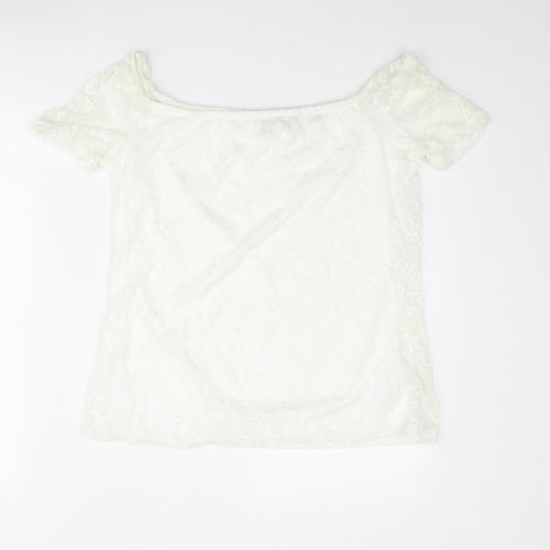 Dorothy Perkins Womens Ivory Nylon Basic Blouse Size 14 Off the Shoulder