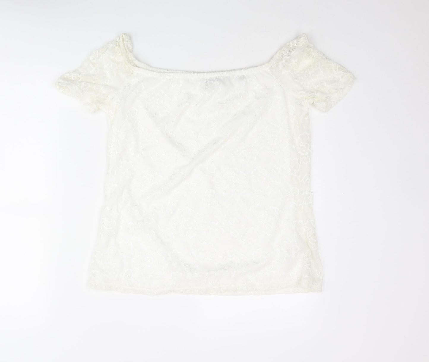Dorothy Perkins Womens Ivory Nylon Basic Blouse Size 14 Off the Shoulder