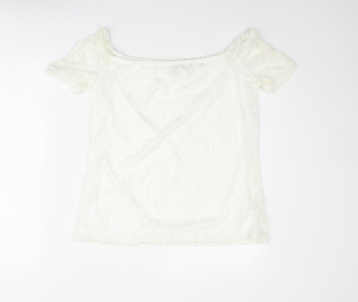 Dorothy Perkins Womens Ivory Nylon Basic Blouse Size 14 Off the Shoulder