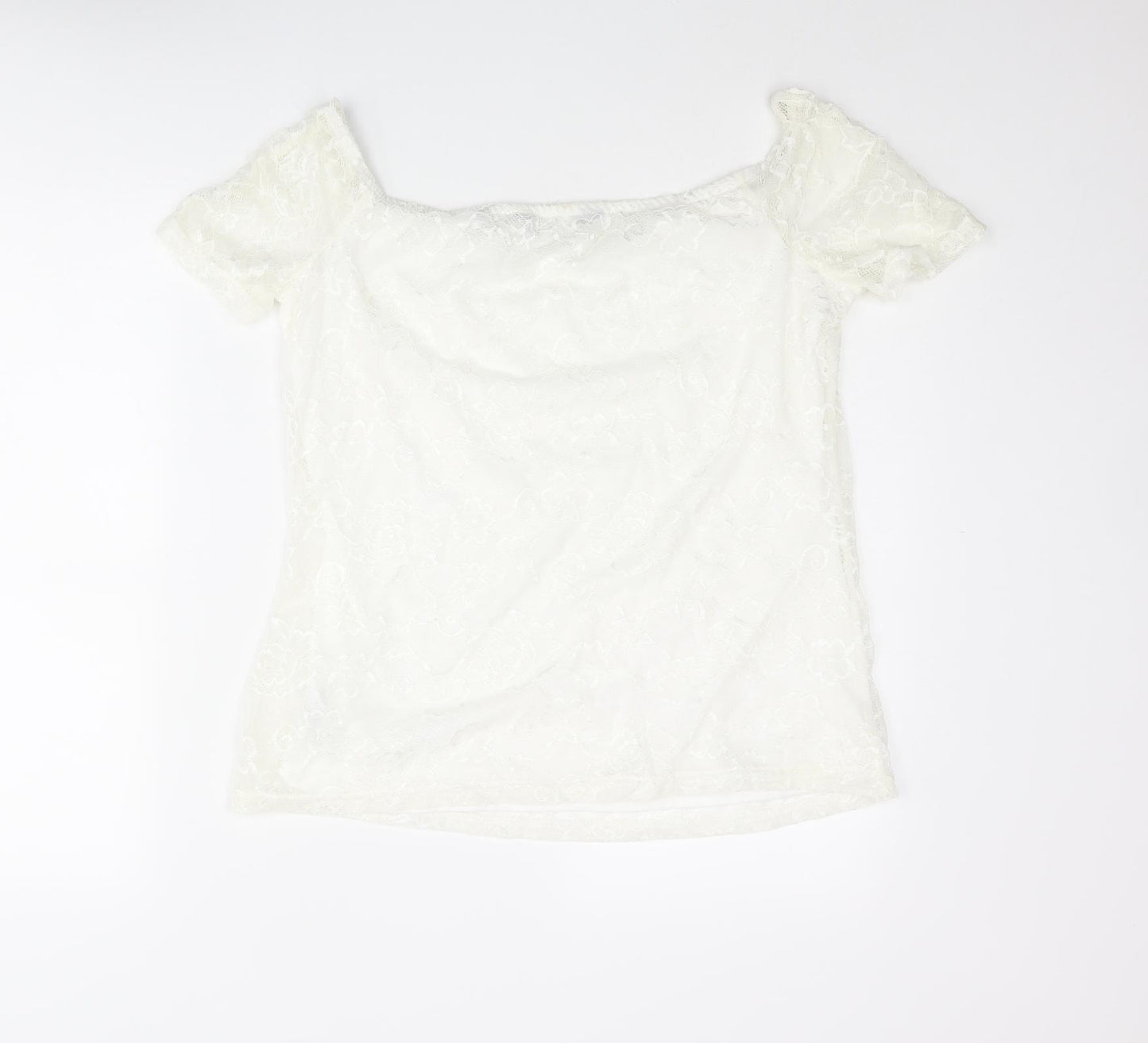 Dorothy Perkins Womens Ivory Nylon Basic Blouse Size 14 Off the Shoulder