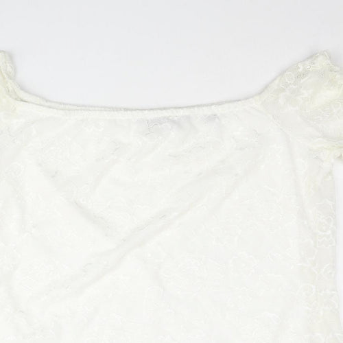 Dorothy Perkins Womens Ivory Nylon Basic Blouse Size 14 Off the Shoulder