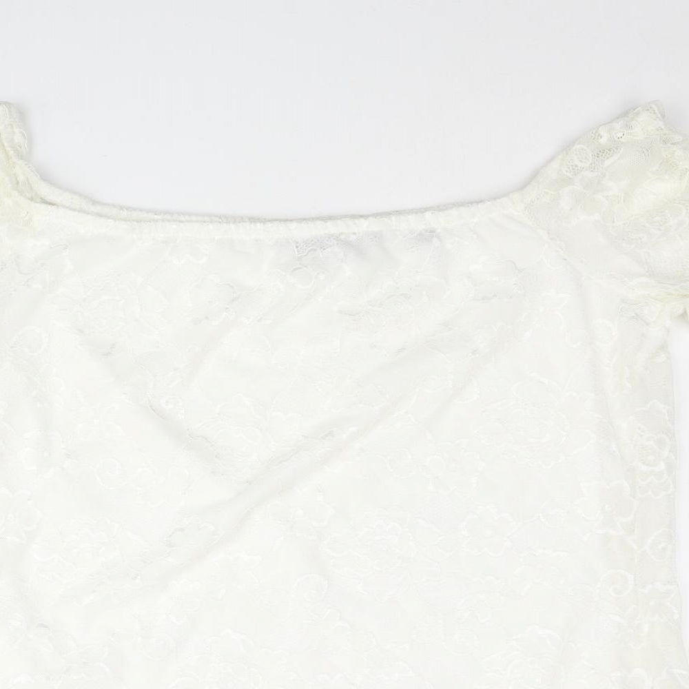 Dorothy Perkins Womens Ivory Nylon Basic Blouse Size 14 Off the Shoulder