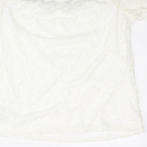 Dorothy Perkins Womens Ivory Nylon Basic Blouse Size 14 Off the Shoulder