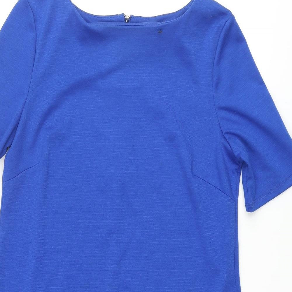 Wallis Womens Blue Polyester Shift Size 12 Round Neck Zip