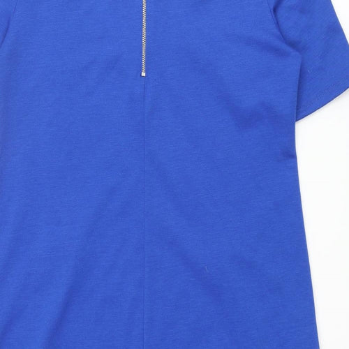 Wallis Womens Blue Polyester Shift Size 12 Round Neck Zip