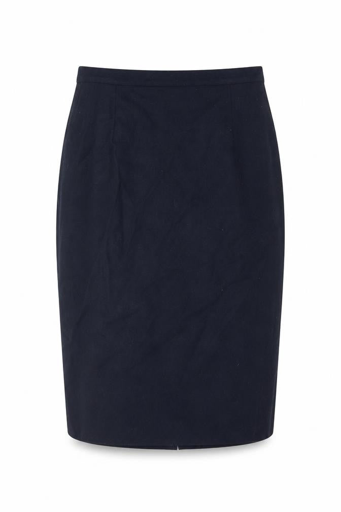 Front view of Classics women’s blue polyester straight & pencil skirt, size UK 16, zip