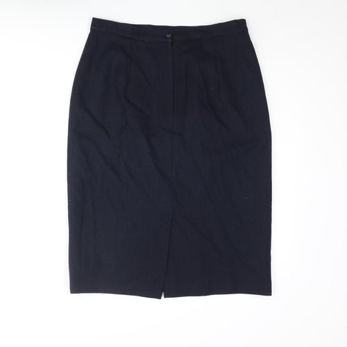 Classics Womens Blue Polyester Straight & Pencil Skirt Size 16 Zip