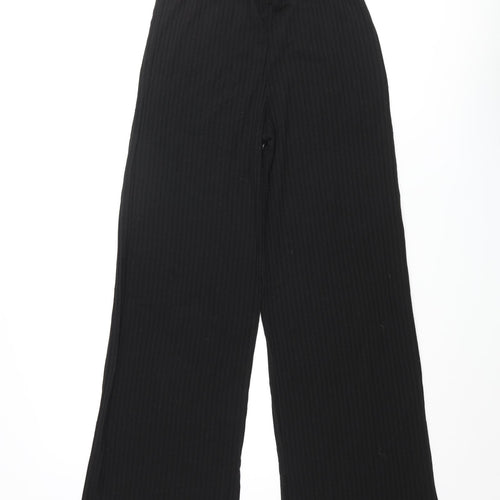 Addax Womens Black Viscose Trousers Size M L30 in Regular - Ribbed