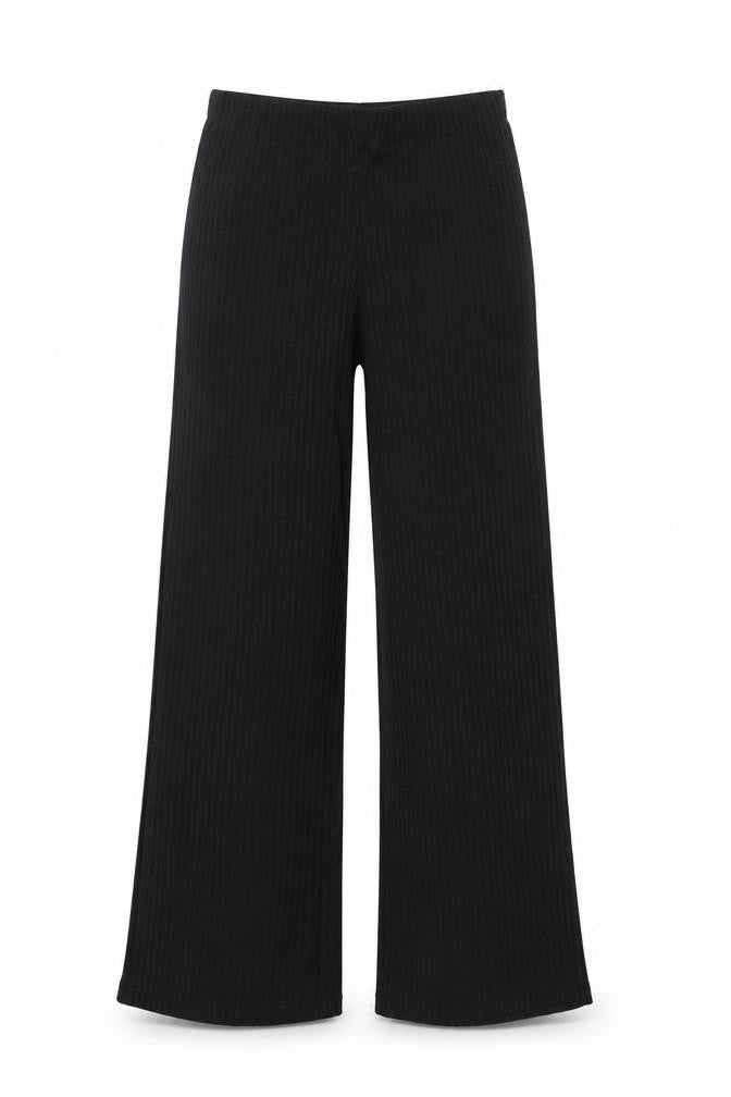 Addax Womens Black Viscose Trousers Size M L30 in Regular - Ribbed