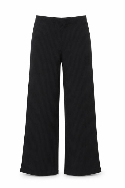 Front view of Addax women’s black viscose trousers, size M, 30-inch leg regular - ribbed