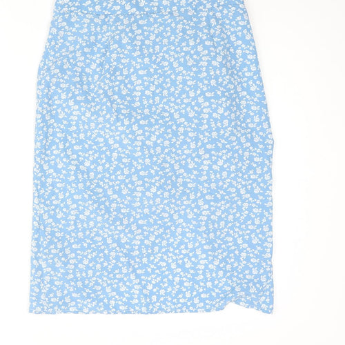 Cider Womens Blue Floral Polyester Straight & Pencil Skirt Size S Zip - Drawstring