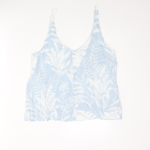 Topshop Womens Blue Geometric Viscose Camisole Tank Size 14 Scoop Neck - Leaf Print