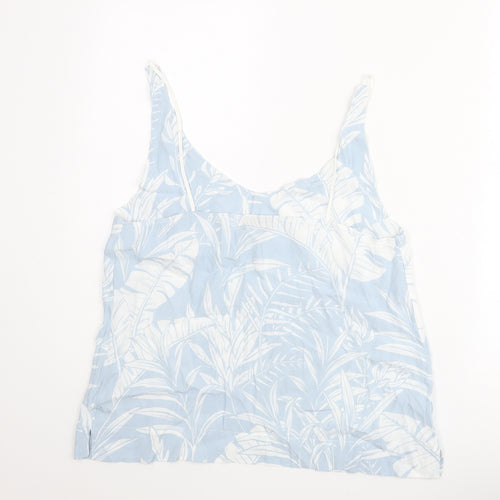Topshop Womens Blue Geometric Viscose Camisole Tank Size 14 Scoop Neck - Leaf Print