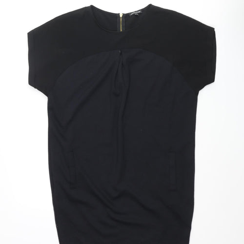 Warehouse Womens Black Polyester Shift Size 10 Round Neck Zip