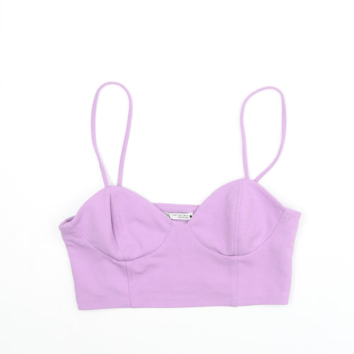 Zara Womens Purple Polyester Cropped Tank Size S Sweetheart - Bralette