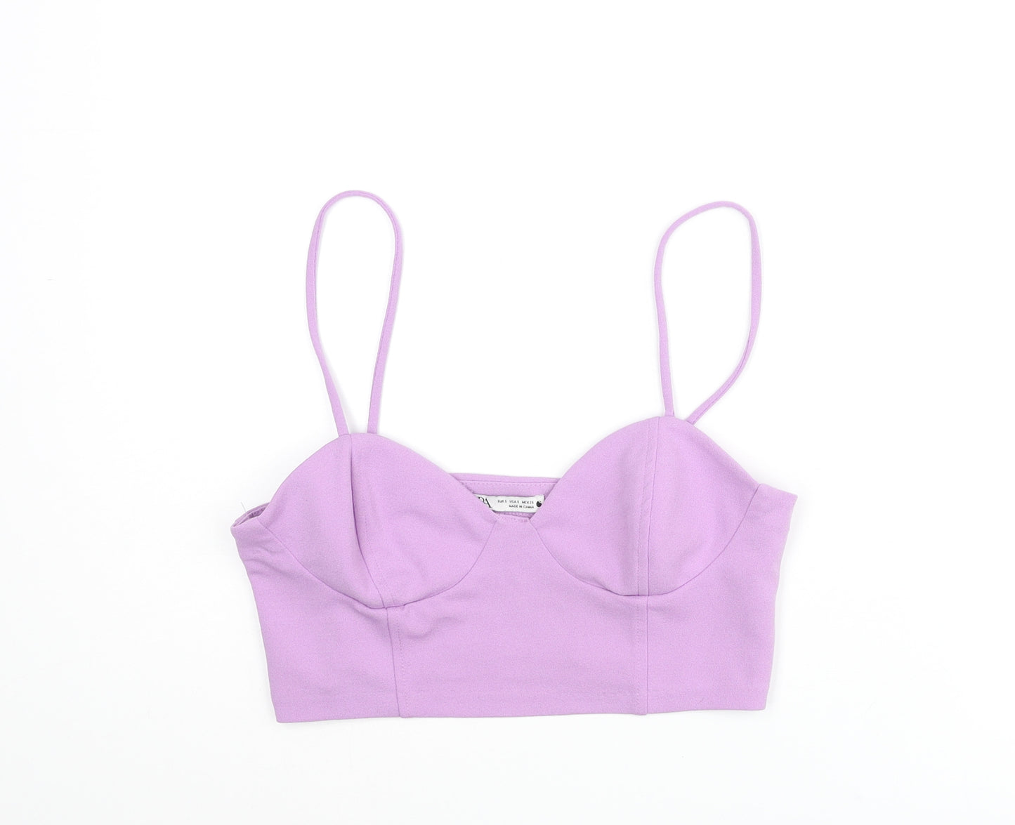 Zara Womens Purple Polyester Cropped Tank Size S Sweetheart - Bralette