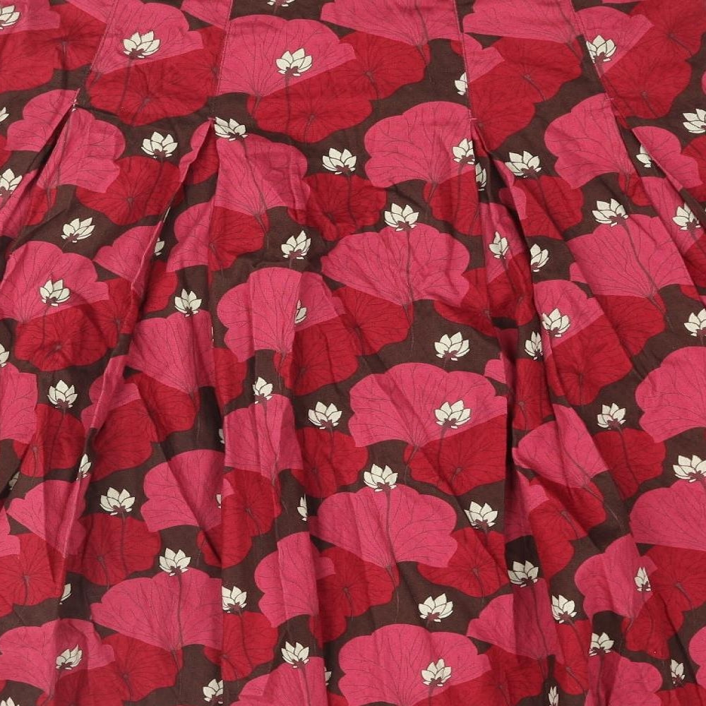 White Stuff Womens Pink Geometric Cotton Flare Skirt Size 10 Zip - Pleated