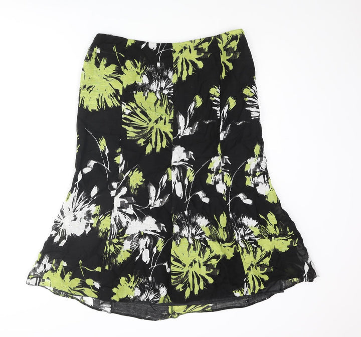 CC Womens Multicoloured Floral Viscose Trumpet Skirt Size 14 Zip