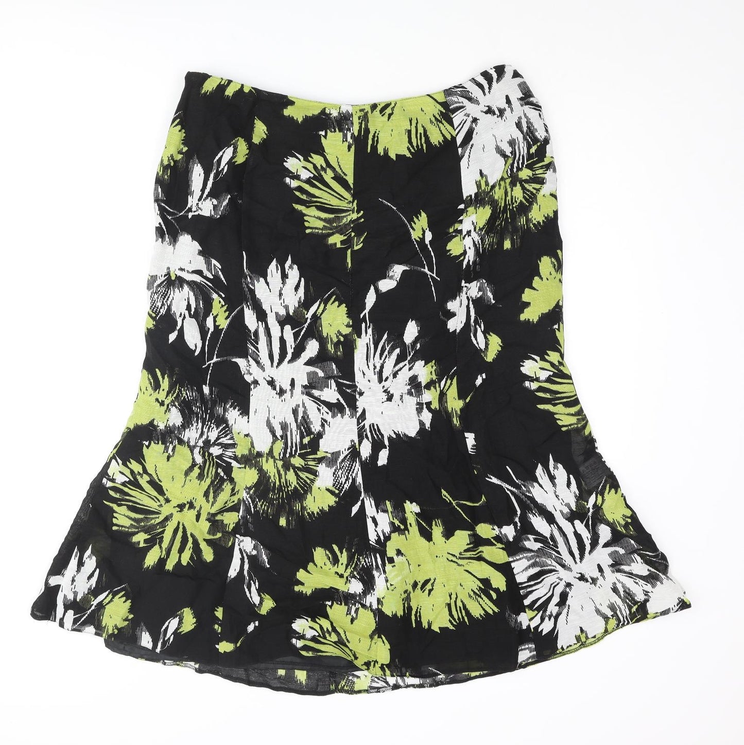 CC Womens Multicoloured Floral Viscose Trumpet Skirt Size 14 Zip
