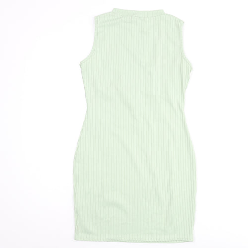 PRETTYLITTLETHING Womens Green Polyester Bodycon Size 10 Mock Neck Pullover - Ribbed