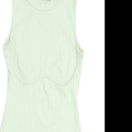 PRETTYLITTLETHING Womens Green Polyester Bodycon Size 10 Mock Neck Pullover - Ribbed