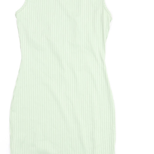 PRETTYLITTLETHING Womens Green Polyester Bodycon Size 10 Mock Neck Pullover - Ribbed