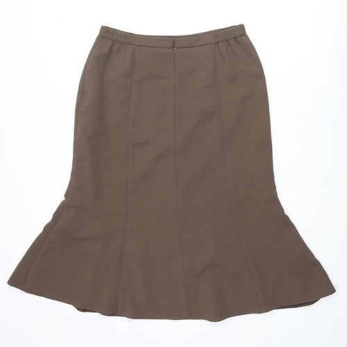 Eastex Womens Brown Polyester Trumpet Skirt Size 14 Zip