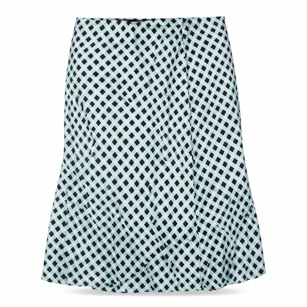 Marks and Spencer Womens Blue Check Viscose Flare Skirt Size 20