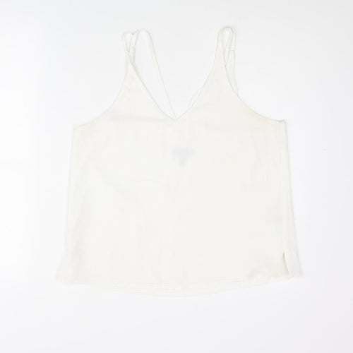 Topshop Womens White Polyester Camisole Tank Size 12 V-Neck