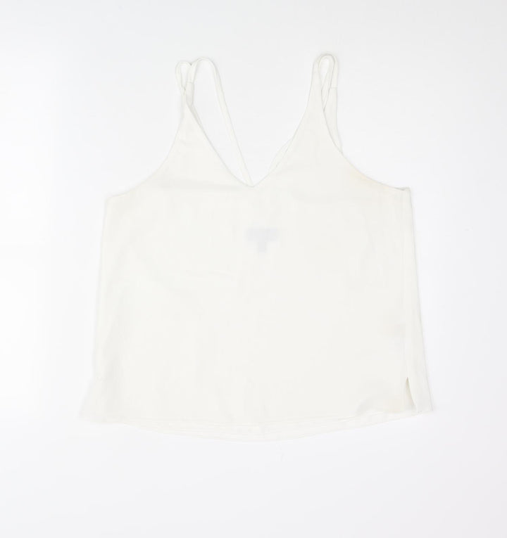 Topshop Womens White Polyester Camisole Tank Size 12 V-Neck