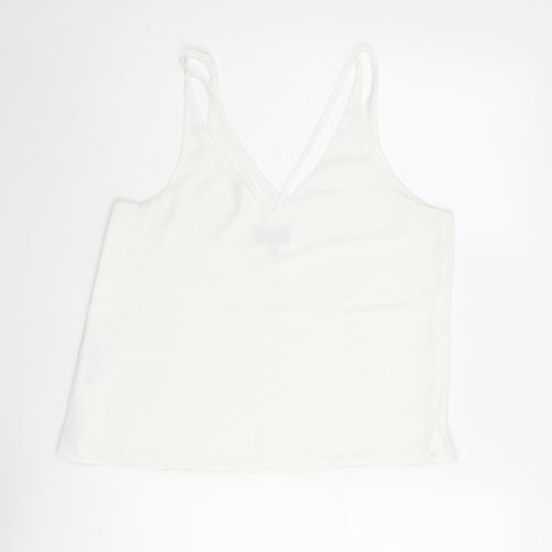 Topshop Womens White Polyester Camisole Tank Size 12 V-Neck