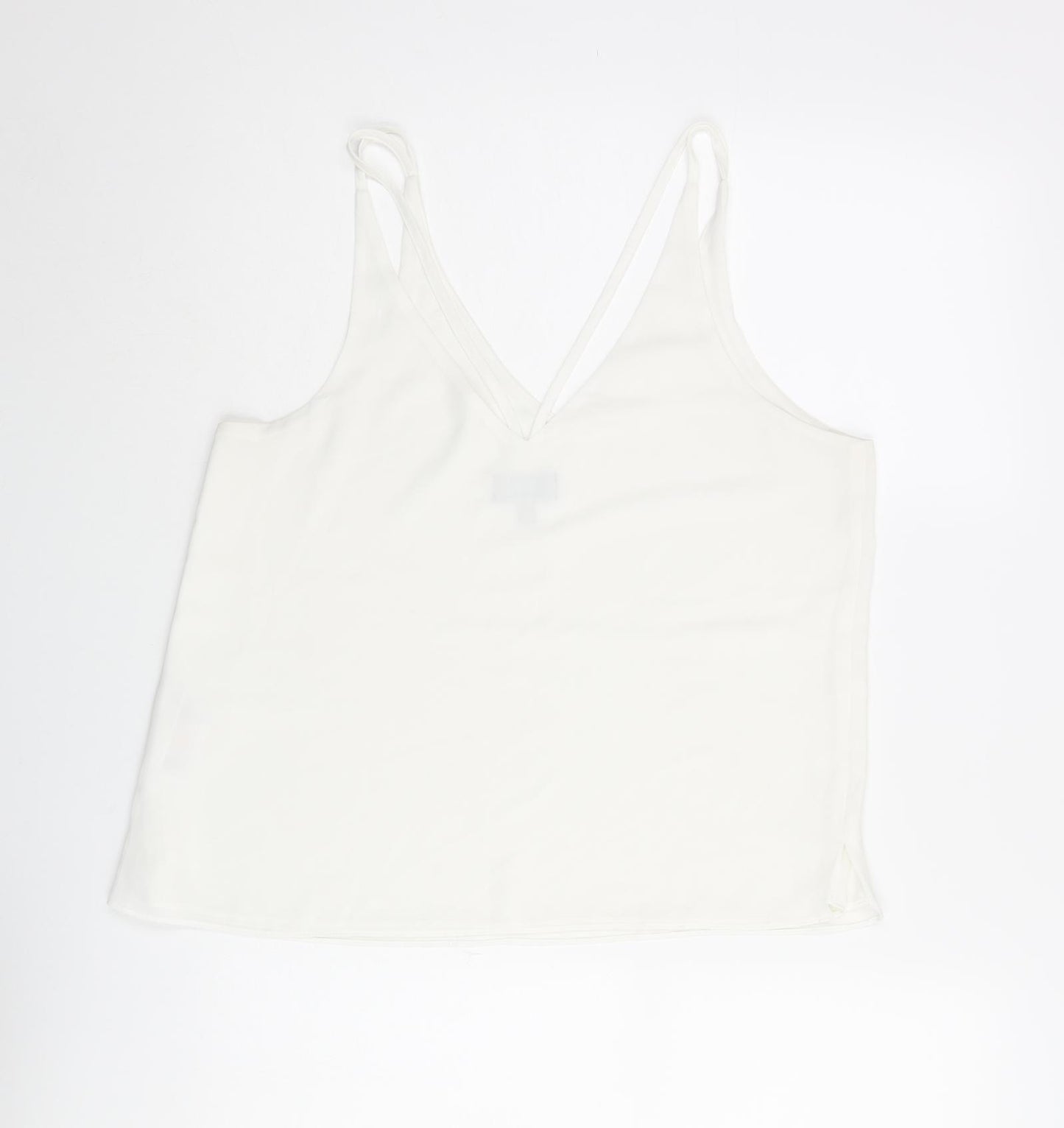 Topshop Womens White Polyester Camisole Tank Size 12 V-Neck