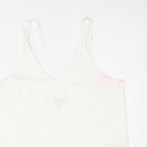 Topshop Womens White Polyester Camisole Tank Size 12 V-Neck