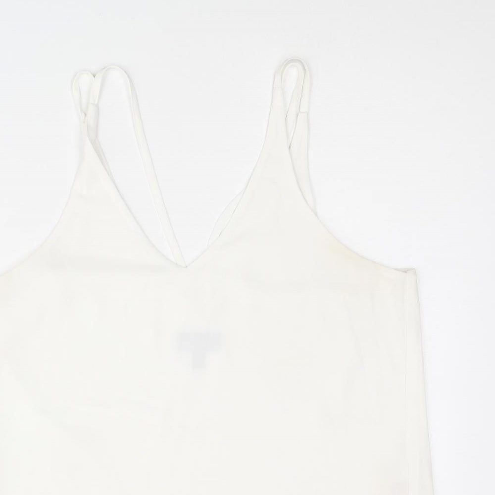 Topshop Womens White Polyester Camisole Tank Size 12 V-Neck