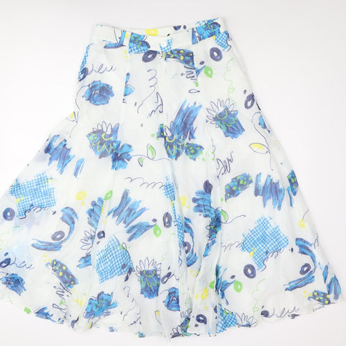 FINK Womens White Geometric Polyester Flare Skirt Size 14 Zip - Button