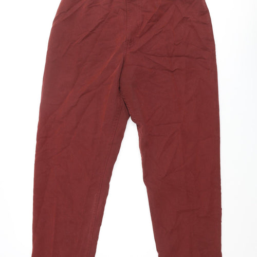 St Michael Womens Red Modal Trousers Size 12 L27 in Regular Zip