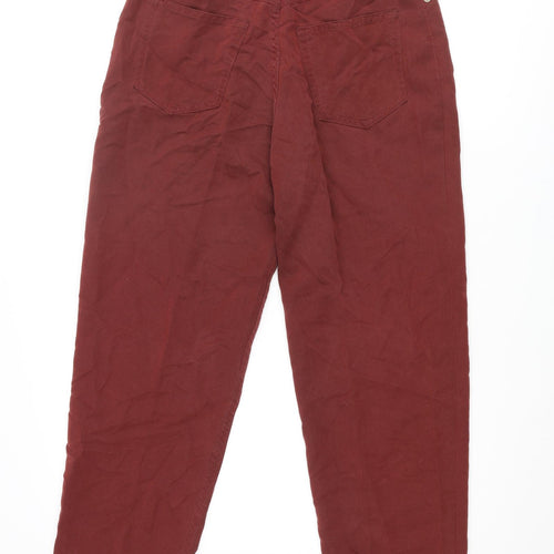 St Michael Womens Red Modal Trousers Size 12 L27 in Regular Zip