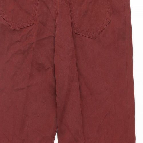 St Michael Womens Red Modal Trousers Size 12 L27 in Regular Zip