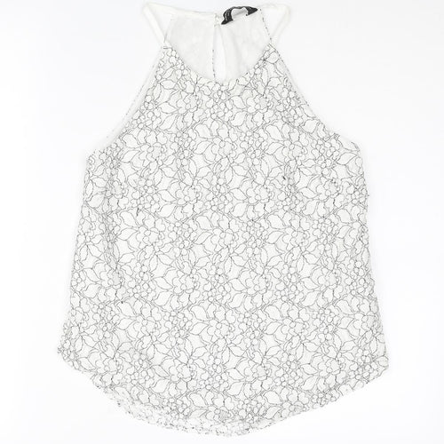 Dorothy Perkins Womens White Floral Cotton Camisole Blouse Size 8 Halter