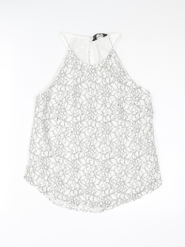 Dorothy Perkins Womens White Floral Cotton Camisole Blouse Size 8 Halter