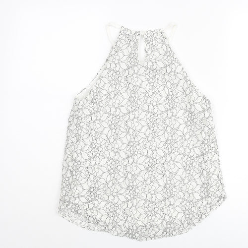 Dorothy Perkins Womens White Floral Cotton Camisole Blouse Size 8 Halter