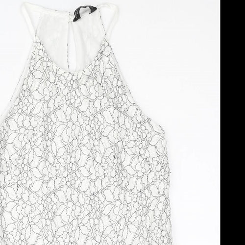 Dorothy Perkins Womens White Floral Cotton Camisole Blouse Size 8 Halter