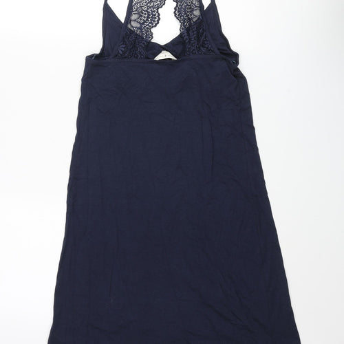 Marks and Spencer Womens Blue Solid Cotton Cami Dress Size 10 - Lace Back