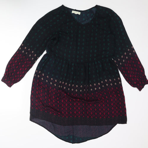 Staring at Stars Womens Blue Geometric Polyester Shift Size S Round Neck Pullover