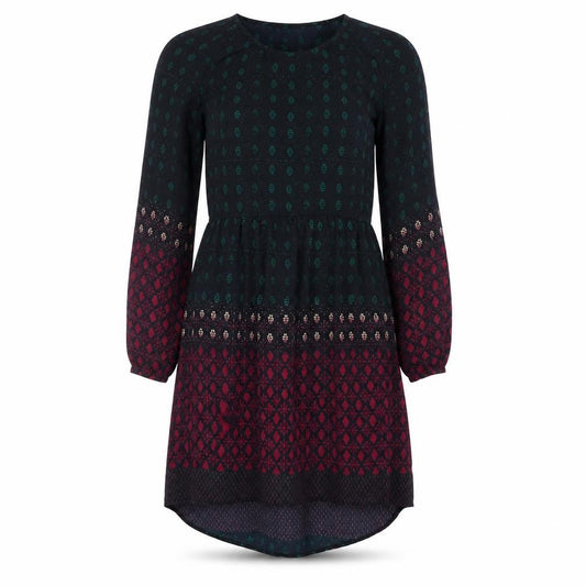 Front view of Staring at Stars women’s blue geometric polyester shift, size S, round neck pullover