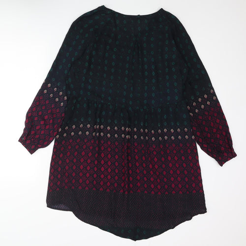 Staring at Stars Womens Blue Geometric Polyester Shift Size S Round Neck Pullover