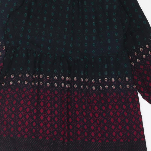 Staring at Stars Womens Blue Geometric Polyester Shift Size S Round Neck Pullover