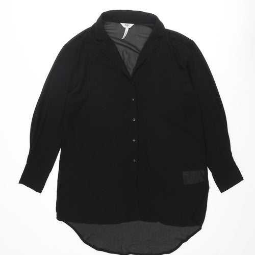 Object Womens Black Polyester Tunic Button-Up Size 10 Collared