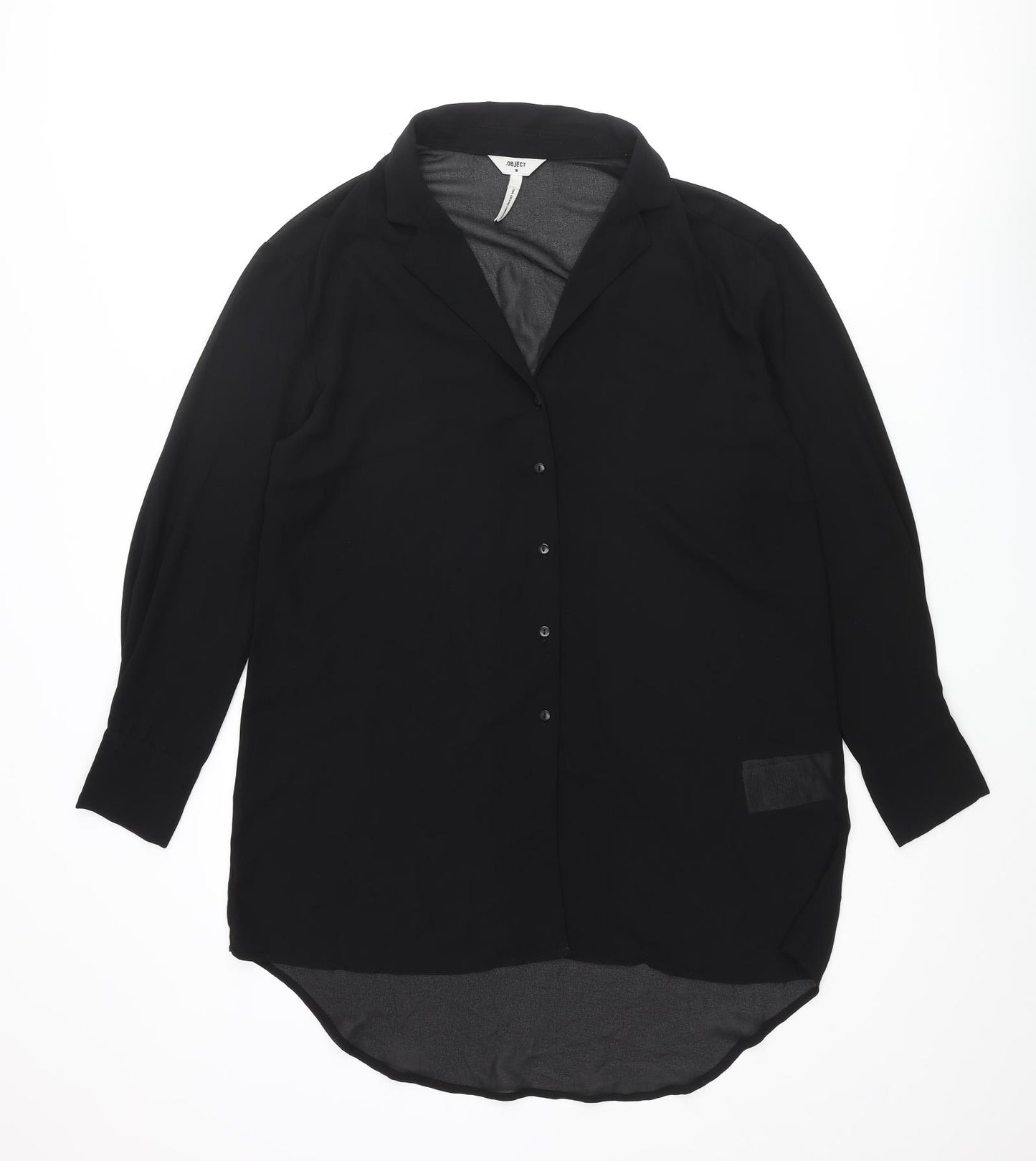 Object Womens Black Polyester Tunic Button-Up Size 10 Collared
